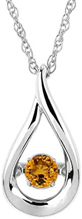 .925 Sterling Silver Brilliance in Motion 3.5mm Dancing Gemstone Teardrop Pendant Necklace, 18" Chain- Choice of Birthstone Months/Colors