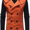 ARTFFEL Men Trenchcoat Warm Color Block Double Breasted Wool Blended Trench Pea Coat Outwear