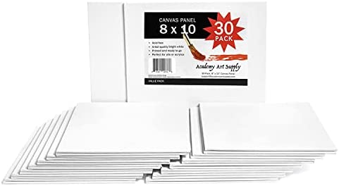 Academy Art Supply Canvases Panels 8 x 10 inch - 100% Cotton Artist Blank Canvas Board for Painting, Pre-gessoed, Primed, Acid-Free Blank Canvas, Perfect for Acrylic and Oil Painting, Pack of 30