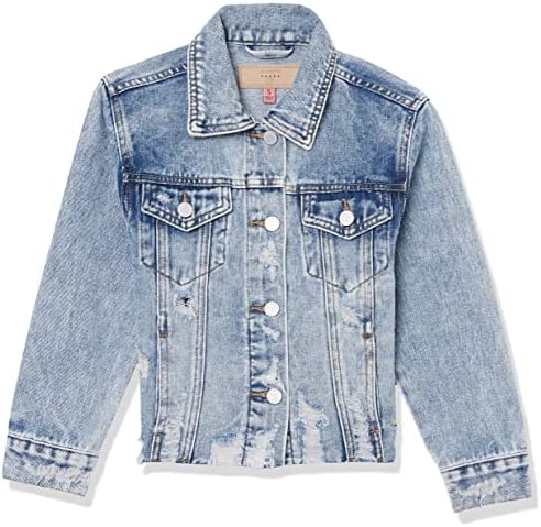 [BLANKNYC] Girls Light Wash Denim Jacket with Distressed Hem Finish, Comfortable & Stylish Coat