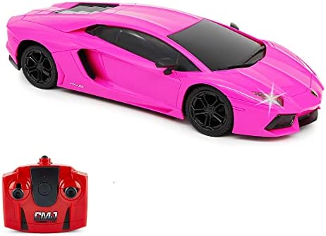 CMJ RC Cars Lamborghini LP700-4 Remote Control RC Car Officially Licensed 1:24 Scale Working Lights 2.4Ghz. Great Kids Play Toy Auto (Pink)