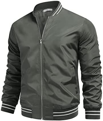COOFANDY Men's Bomber Jackets Lightweight Windbreaker Full Zip Varsity Jacket Casual Spring Fall Active Coat Outwear
