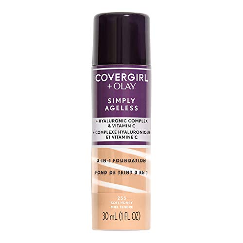 COVERGIRL+OLAY Simply Ageless 3-in-1 Liquid Foundation, Soft Honey, 1 Fl Oz (Pack of 1)