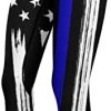 DOINBEE High Waisted Blue Line Yoga Pants Vintage American Flag Leggings Tummy Control Workout Sports Running Capri Pants
