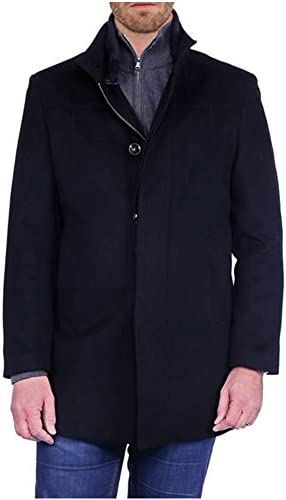 Enzo Men's Single Breasted Overcoat Luxury Wool/Cashmere Frank Top Coat - Colors
