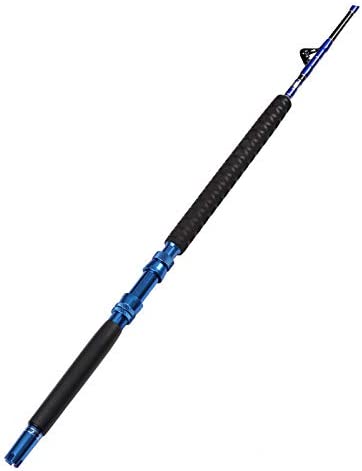 Fiblink 2-Piece Saltwater Offshore Heavy Bent/Straight Butt Trolling Rod Roller Rod Conventional Boat Fishing Pole with Roller Guides (30-50lb/50-80lb/80-120lb,5-Feet 6-Inch)