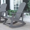 Flash Furniture Savannah Poly Resin Wood Adirondack Rocking Chair - All Weather Gray Polystyrene - Stainless Steel Hardware