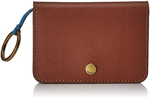 Fossil Women's Valerie Leather Flap Card Case Wallet with Keychain