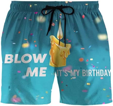 Funny Mens Swim Trunks - Birthday Swimming Trunks for Men - Drawstring Beach Shorts, Mens Swim Shorts Set 90 Size XL