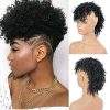 G&T Wig Afro High Puff Ponytail with Bangs, Mohawk Wig for Women, Short Curly Synthetic Ponytails,Costume Cosplay Halloween Party Wig Wrap Updo Clip in Hair Extensions with Six Clips and Two Combs(1B)