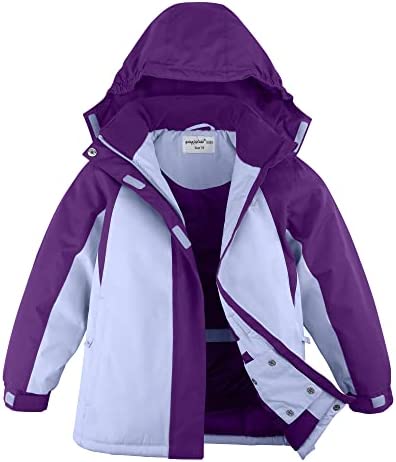 Girl's Waterproof Ski Jacket,Kids Outdoor Snowboarding windproof Jacket,Fleece Lined Hooded,Warm Winter Snow Coat
