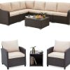JOMEED 10-Pieces Patio Furniture Sets Rattan Wicker Outdoor Sectional Furniture Set Conversation Sofa Set with Table & Thick Cushion (10-Pieces Beige)