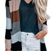 JUNBOON Women's Striped Long Sleeve Open Front Knit Cardigan Casual Pullover Sweater