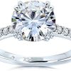 Kobelli Moissanite and Lab Grown Diamond Engagement Ring 2 1/10 CTW 14k White Gold (GH/VS, DEF/VS)
