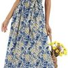 LILBETTER Women's Summer Floral V Neck Dress Ruffle Short Sleeves Casual Long Maxi Dresses