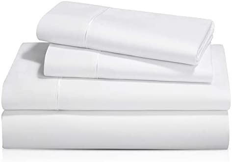 LINEN REPUBLIC 100% Organic Cotton Sheets Set - Super Soft and Breathable 350 Thread Count Percale Weave GOTS Certified Cotton - 4 Piece King Size Sheet Sets with 18” Elasticized Deep Pockets