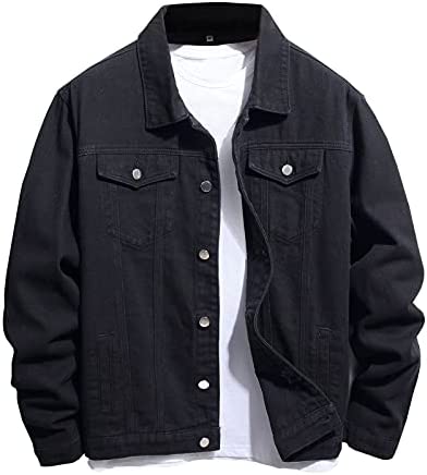 LONGBIDA Men’s Denim Jacket Coat Classic Fit Trucker Jacket Casual Jean Top with Pockets