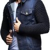 Leif Nelson LN5240 Men's Denim Jacket with Knitted Sleeves