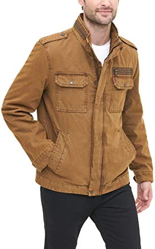 Levi's Men's Washed Cotton Two Pocket Sherpa Lined Military Jacket