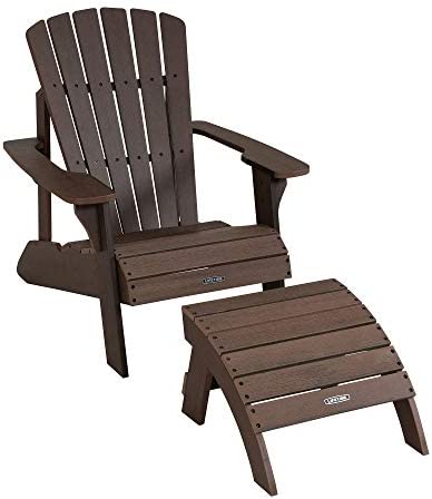 Lifetime 60294 Adirondack Chair and Ottoman Set, Rustic Brown