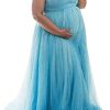 Maternity Dress for Photoshoot Women Summer Pregnant Tulle Mesh Long Splicing Tie Dress Maternity Photography Props