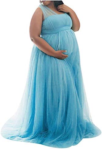 Maternity Dress for Photoshoot Women Summer Pregnant Tulle Mesh Long Splicing Tie Dress Maternity Photography Props