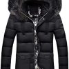 Men's Hooded Jacket Casual Warm Puffer Down Coat with Fur Hood Warm Coat Winter Parka Jacket