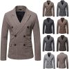 Men's Warm Jacket Coat, Notched Collar Double Breasted Business Trench Coat, Wool Blend Coat Suit Jacket, Topcoat for Men