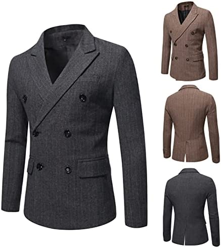 Men's Warm Jacket Coat, Notched Collar Double Breasted Trench Coat, Business Wool Blend Coat Suit Jacket, Topcoat for Men