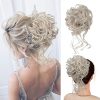 Messy Hair Bun Scrunchies for Women, Messy Bun Hair Piece Curly Wavy Synthetic Chignon Updo Hairpiece for Daily Wear(4503#: Beige Silver)