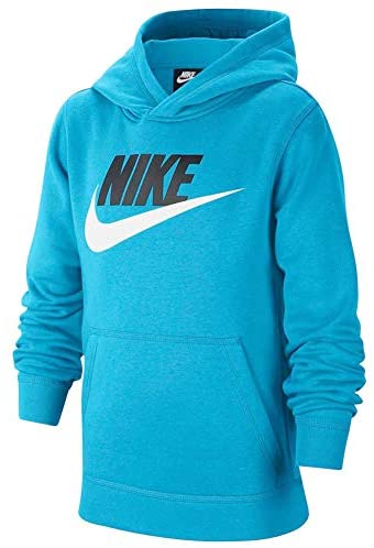 Nike Boys' Sportswear Club Pullover Hoodie (Regular and Extended) (Lazer Blue, S)