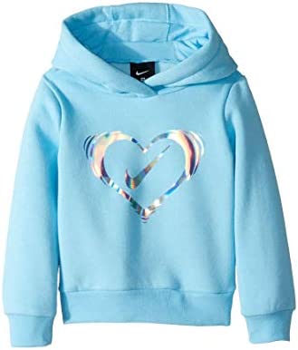 Nike Kids Baby Girl's Iridescent Heart Fleece Pullover (Toddler) Blue Chill