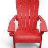 Outdoor Patio Garden Deck Furniture Resin Adirondack Chair with Built-in Cup Holder (Red)