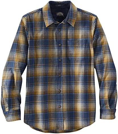 Pendleton Men's Long Sleeve Classic Fit Lodge Shirt, Blue Mix/Tan Plaid, SM