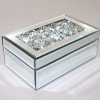 Qmdecor Luxury Silver Crushed Diamond Glass Mirrored Jewelry Box Organizer Storage Jewelry Box For Women