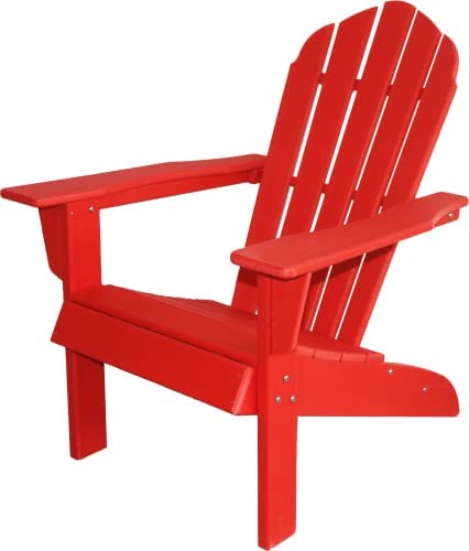 RESINTEAK Adirondack Chair, Premium HDPE All-Weather Poly Lumber, Upmost Style and Comfort, Outdoor Seating for Patio, Firepit, Porch, Poolside and Yards, Classic Essential Adirondack Chairs (Red)