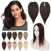 SEGO Hair Toppers for Women Human Hair Topper No Bangs 130% Density Silk Base Clip in Hair Pieces for Slight Hair Loss Thinning Hair Cover Gray Hair -6 Inch -2 Dark Brown