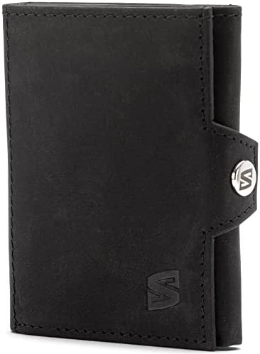 SERASAR |Men's Leather Wallet with RFID Protection | Black/Brown | Real Leather | Compartment for Notes and Coins | Including Gift Box | Great Gift Idea | Men's Wallet | Leather Notecase