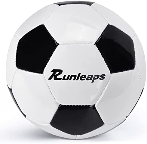 Soccer Ball Size 3 for Kids, Runleaps Soccer Training Balls Black + White Traditional Size 3 Soccer Balls for Toddlers, Youth, Teens, Outdoor & Indoor, Ball Pump NOT Included