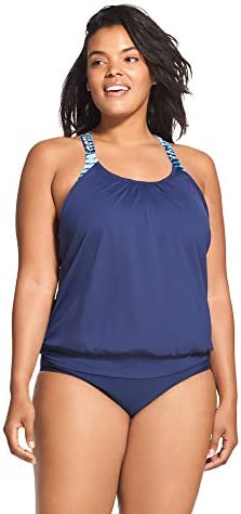Speedo Women's Swimsuit Tankini Plus Size Strappy Blouson Top-Discontinued