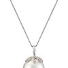 Sterling Silver and White Simulated Simulated Shell Pearl Pendant Necklace (13 mm)