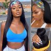 Straight Headband Wigs Human Hair None Lace Front Wigs for Black Women Glueless Brazilian Virgin Hair Machine Made Human Hair Wig (straight headband wig 22inch)