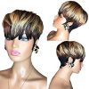 Sumcas Pixie Cut Wigs for Black Women Human Hair Short Bob Wigs with Bangs Black Mixed Brown Highlight Color Wigs African American 1B/4/27 Mixed Color