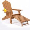 TALE Folding Adirondack Chair with Pullout Ottoman with Cup Holder, Oversized, Poly Lumber, Lawn Outdoor Fire Pit Chairs, Weather Resistant, for Patio Deck Garden, Backyard Furniture, Easy to Install