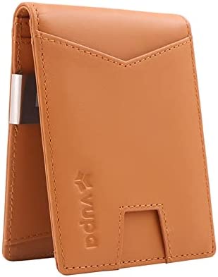 VUPA | L1 – Minimalist RFID Blocking Leather Wallet with Money clip (Whiskey Brown)