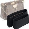 Vercord Felt Purse Organizer Insert Pochette Handbag Insert Bag in Bag for Multi Pochette Accessories Add Zipper Pocket Black
