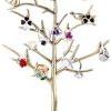 WELL-STRONG Jewelry Tree Necklace Earring Holder Modern Cute Bird Jewelry Stand for Women Girls Teen Gold