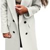 Women Faux Wool Coat Fashion Solid Casual Trench Jacket Long Coat Double Breasted Outerwear Overcoat