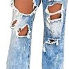 Women?S Ripped Holes Wide Legs Jeans Baggy Street Style Straight Fit Jean Trousers Casual Loose Washed Denim Pants