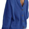 Womens Long Sleeve Cardigans Sweater Open Front Knit Coats Casual Fall Button Down Short Outerwear